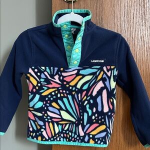 Lands' End Navy Fleece Jacket with Mint Trim
